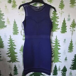 H&M Blue Mesh Panel Sleeveless Bodycon Dress
